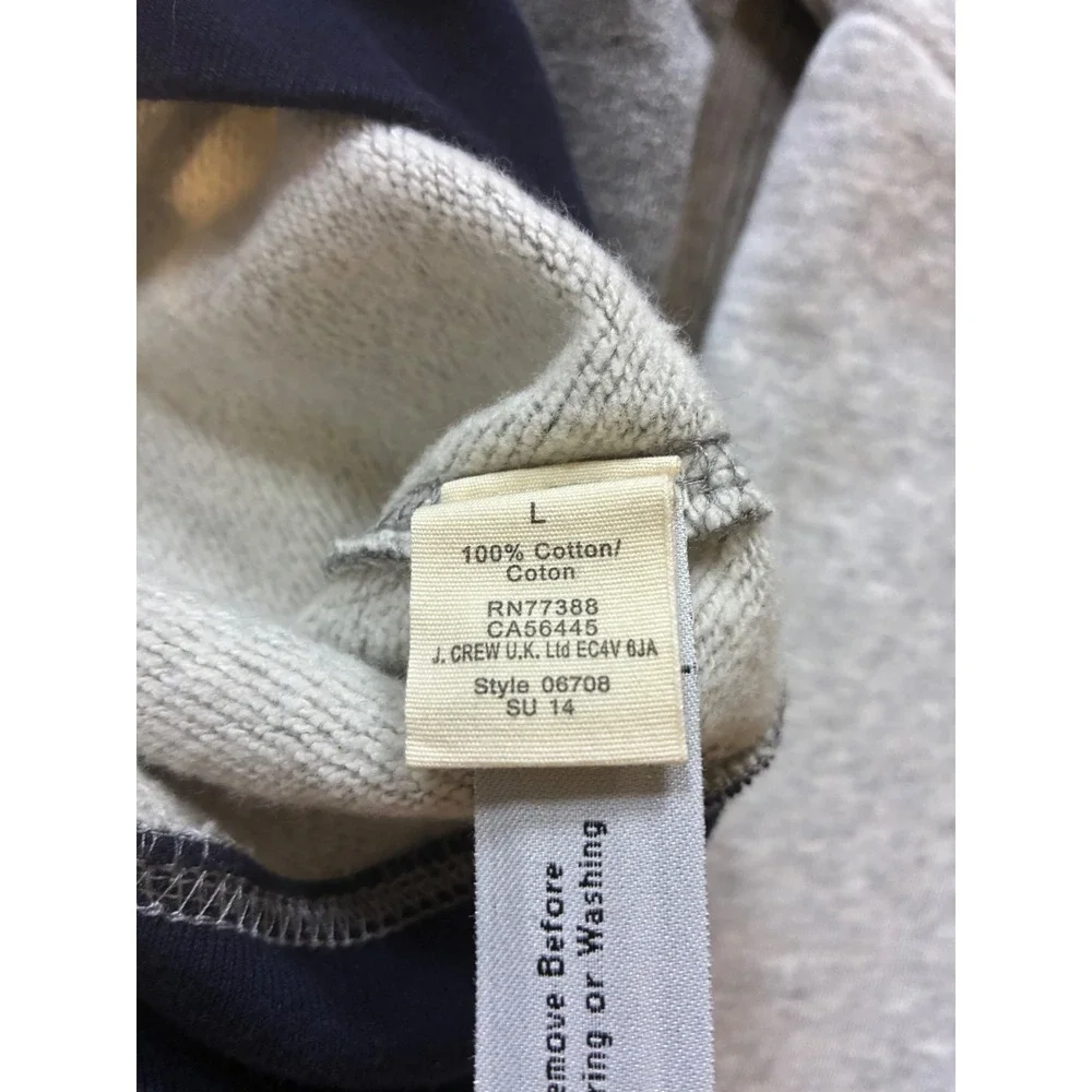 J. Crew Vintage Fleece Crewneck Colorblock Sweatshirt Grey Navy Blue Large